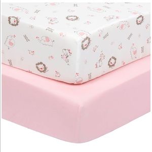 TILLYOU Cotton Crib Sheet Set Jungle Pink